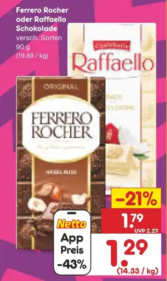 Netto Marken-Discount Ferrero rocher oder raffaello schokolade Angebot