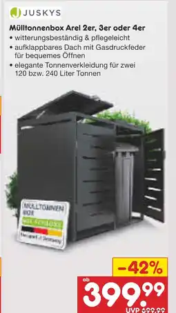 Netto Marken-Discount Juskys mülltonnenbox arel 2er, 3er oder 4er Angebot