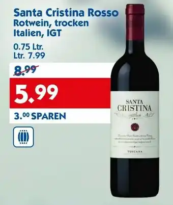 Hol'ab Getränkemarkt Santa Cristina Rosso Rotwein, Trocken Italien, IGT 0.75 Ltr. Angebot