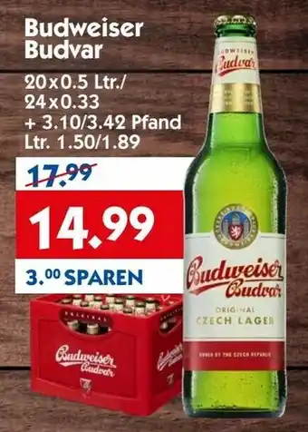 Hol'ab Getränkemarkt Budweiser Budvar 20 x 0.5 Ltr./ 24 x 0.33 +3.10 / 3.42 Pfand Angebot