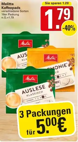 WEZ Melitta Kaffeepads Angebot
