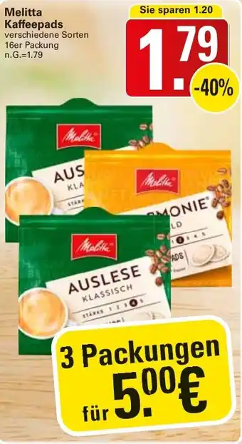 WEZ Melitta Kaffeepads Angebot