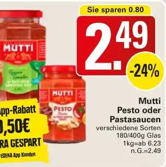 WEZ Mutti Pesto oder Pastasaucen Angebot