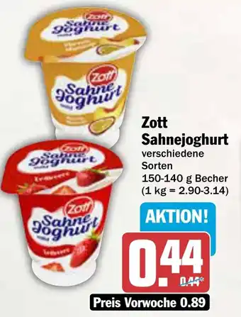 AEZ Zott Sahnejoghurt Angebot