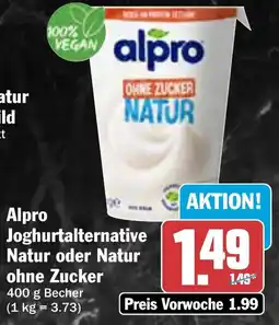 AEZ Alpro Joghurtalternative Natur oder Natur ohne Zucker Angebot