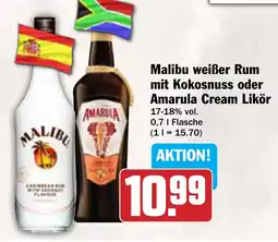 AEZ Malibu weißer Rum mit Kokosnuss oder Amarula Cream Likör Angebot