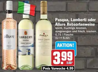 AEZ Pasqua, Lamberti oder Allure Rebsortenweine Angebot