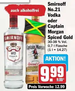 AEZ Smirnoff No.21 Vodka oder Captain Morgan Spiced Gold Angebot