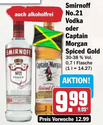 AEZ Smirnoff No.21 Vodka oder Captain Morgan Spiced Gold Angebot