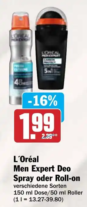 AEZ L'Oréal Men Expert Deo Spray oder Roll-on Angebot