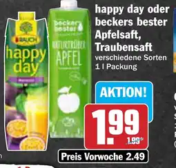 AEZ happy day oder beckers bester Apfelsaft, Traubensaft Angebot