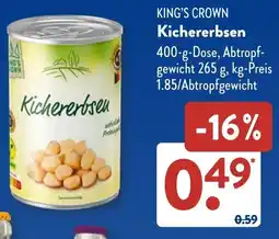 Aldi Süd KING'S CROWN Kichererbsen Angebot