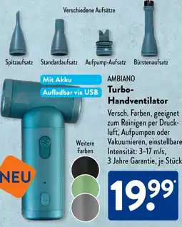 Aldi Süd AMBIANO Turbo- Handventilator Angebot