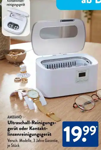 Aldi Süd AMBIANO Ultraschall-Reinigungs- gerät oder Kontakt- linsenreinigungsgerät Angebot