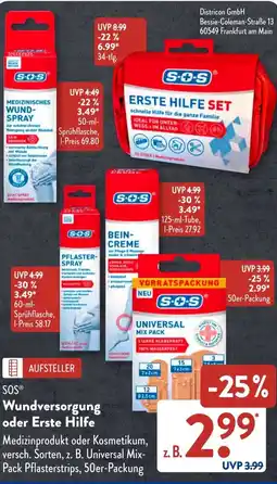 Aldi Süd SOS Wundversorgung oder Erste Hilfe Angebot