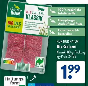 Aldi Süd NUR NUR NATUR Bio-Salami Angebot