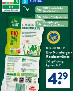 Aldi Süd NUR NUR NATUR Bio-Nürnberger- Rostbratwürste Angebot