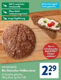 Aldi Süd NUR NUR NATUR Bio-Steinofen-Vollkornbrot Angebot