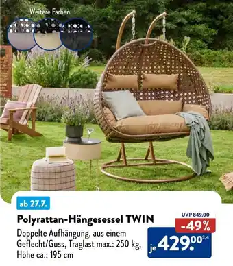 Aldi Süd Polyrattan-Hängesessel TWIN Angebot