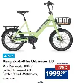 Aldi Süd Kompakt-E-Bike Urbanicer 3.0 Angebot