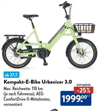 Aldi Süd Kompakt-E-Bike Urbanicer 3.0 Angebot