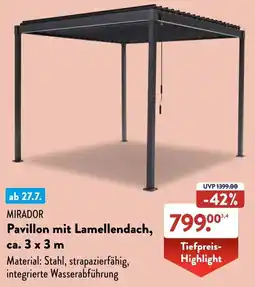 Aldi Süd MIRADOR Pavillon mit Lamellendach, ca. 3 x 3 m Angebot