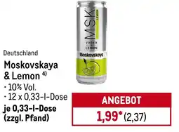 METRO Deutschland Moskovskaya & Lemon Angebot