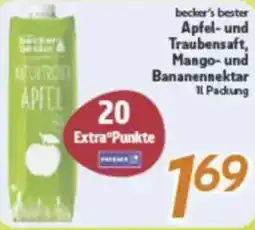 inkoop becker's bester Apfel- und Traubensaft, Mango- und Bananennektar Angebot