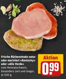 REWE Frische Rückensteaks natur oder mariniert Kentucky oder Alio Verde Angebot