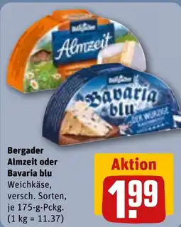REWE Bergader Almzeit oder Bavaria blu Angebot