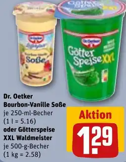 REWE Dr. Oetker Bourbon-Vanille Soße oder Götterspeise XXL Waldmeister Angebot