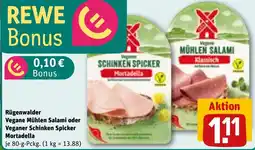 REWE Rügenwalder Vegane Mühlen Salami oder Veganer Schinken Spicker Mortadella Angebot