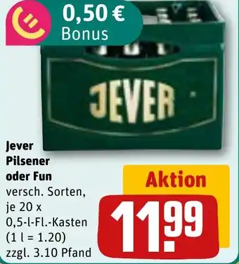 REWE Jever Pilsener oder Fun Angebot