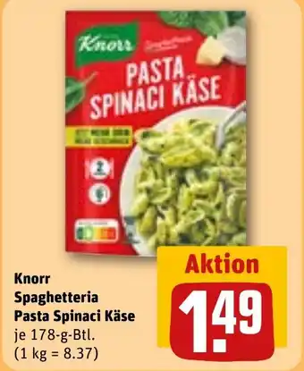 REWE Knorr Spaghetteria Pasta Spinaci Käse Angebot