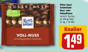 REWE Ritter Sport Schokolade Nuss- oder Kakaoklasse Angebot