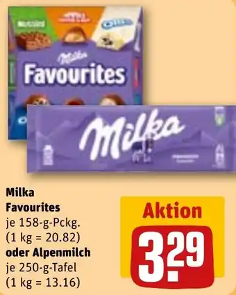 REWE Milka Favourites oder Alpenmilch Angebot