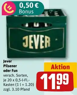 REWE Jever Pilsener oder Fun v Angebot