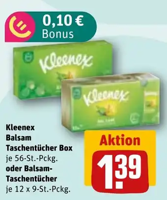 REWE Kleenex Taschentücher Box oder Balsam- Taschentücher Angebot