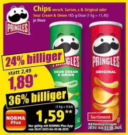 Norma Chips versch. Sorten, z.B. Original oder Sour Cream & Onion 165-g-Dose Angebot