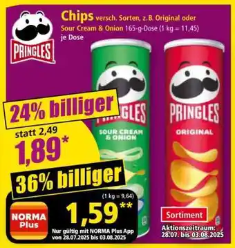 Norma Chips versch. Sorten, z.B. Original oder Sour Cream & Onion 165-g-Dose Angebot