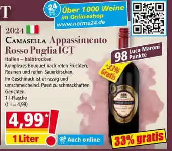Norma Camasella Appassimento Rosso Puglia IGT Angebot