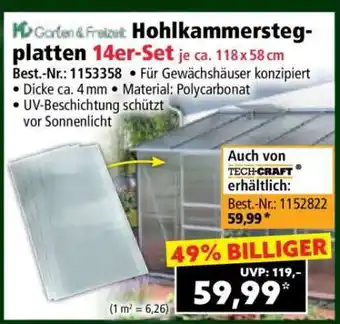 Norma Hohlkammerstegplatten 14er-Set je ca. 118 x 58 cm Angebot