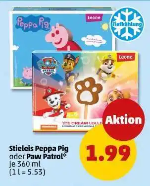 PENNY Stieleis Peppa Pig oder Paw Patrol Angebot