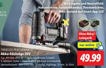 Lidl PARKSIDE PERFORMANCE Akku-Stichsäge 20V Angebot