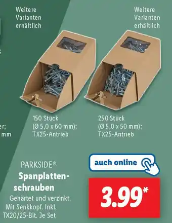 Lidl PARKSIDE Spanplatten- schrauben Angebot