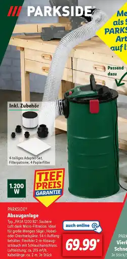 Lidl PARKSIDE Absauganlage Typ,,PASA 1200 B2" Angebot