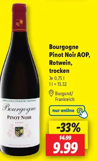 Lidl Bourgogne Pinot Noir AOP, Rotwein, trocken Angebot