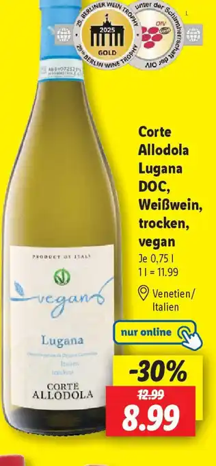 Lidl Corte Allodola Lugana DOC, Weißwein, trocken, vegan Angebot