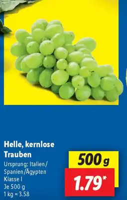 Lidl Helle, kernlose Trauben Angebot