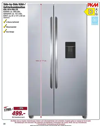 Poco Pkm side-by-side kühl-/gefrierkombination ks6.12d & ks6.12e Angebot